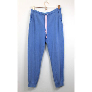 Sunnyside by Sundry Cotton-Blend Waffle Lounge Pants Size S Stonewashed Blue